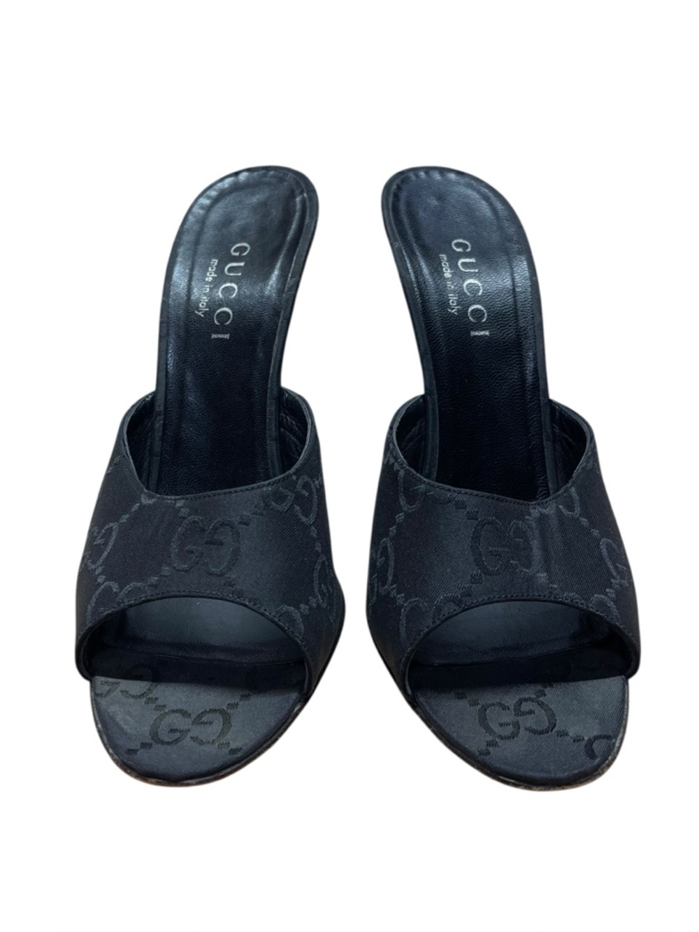 Gucci Black GG Canvas Mule Heels Open Toe Made in Italy 38 - Picture 3 of 10